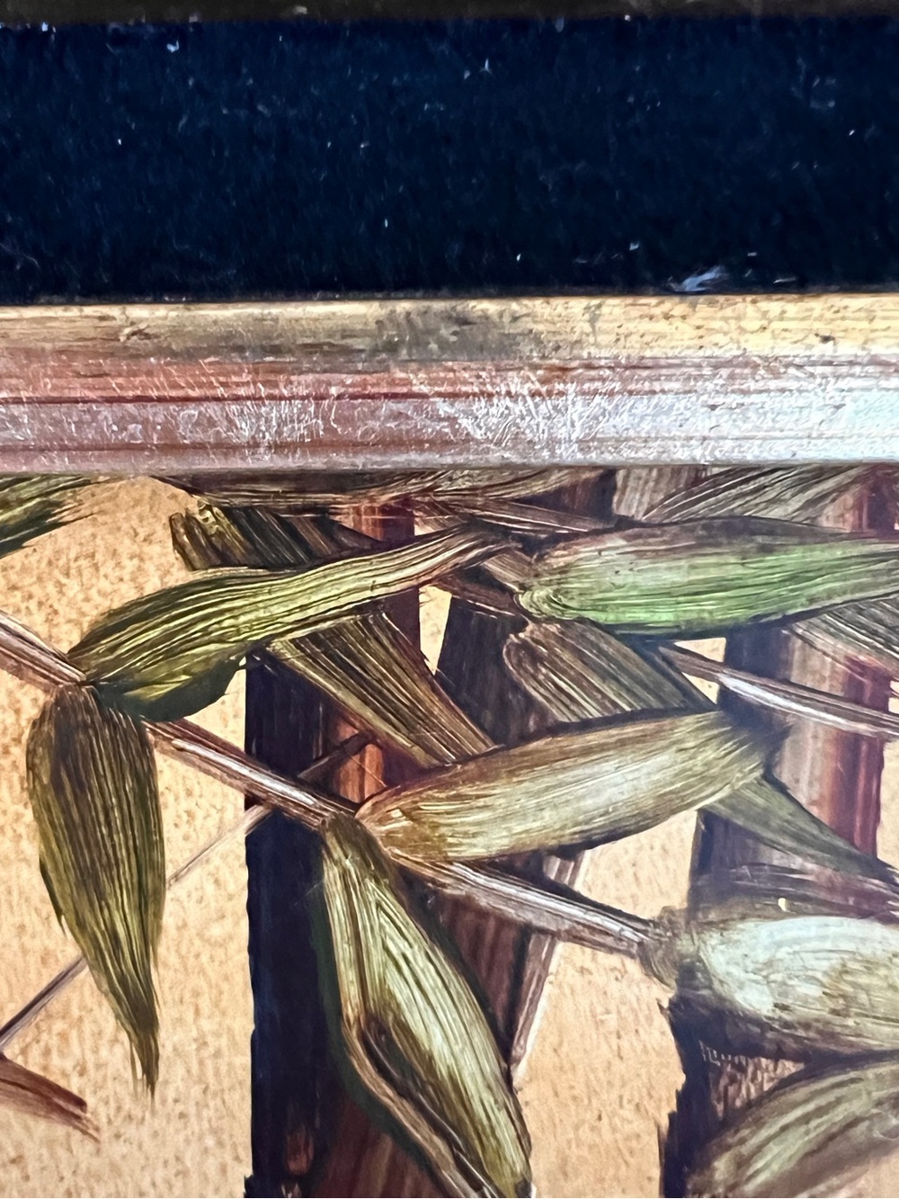 Original Framed Bamboo Signed Artwork Wall Art Painting 5x7 Vintage Botanical - Picture 6 of 7